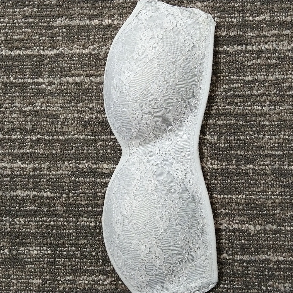 PINK Victoria Secret bandeau grey lace bra Medium